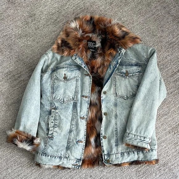 BDG Jackets Coats Bdg Fur Lined Denim Coat Urban Outfitters